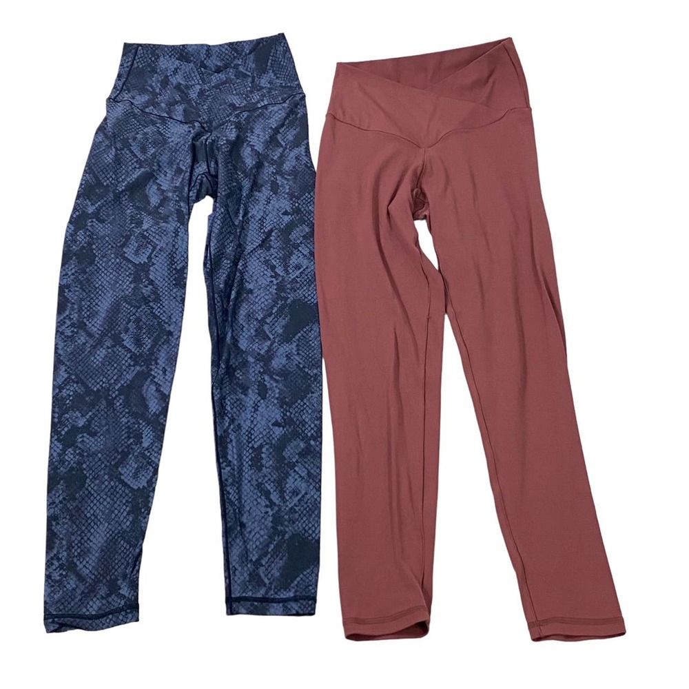 Lot of 2 Aerie Offline Crossover Hi Rise 7/8 Legging Blue Snakeskin Mauve Size M